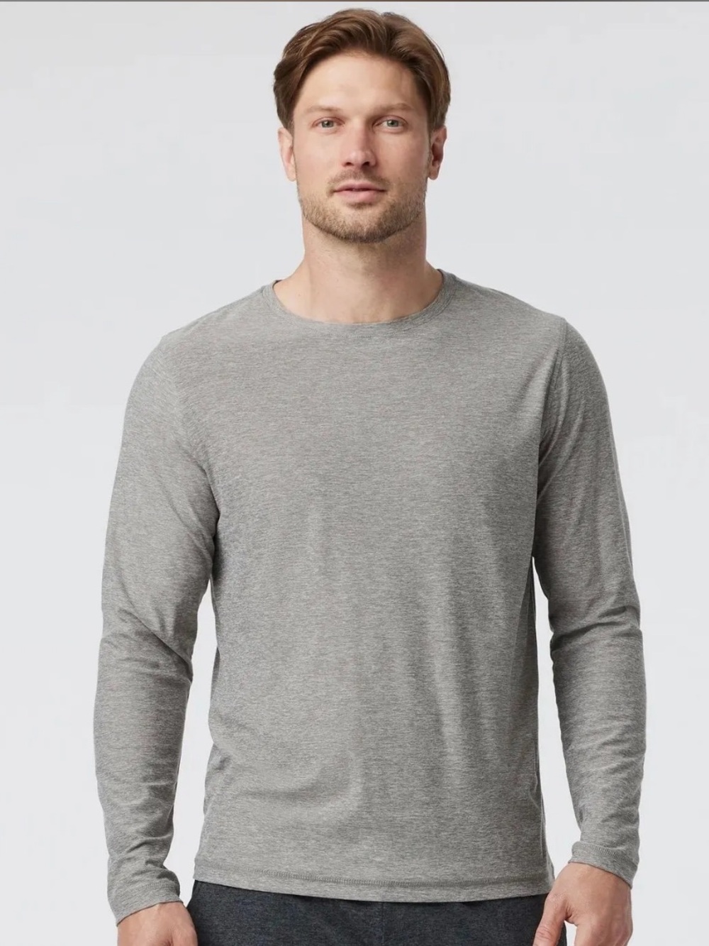 MENS Vuori Long Sleeve Strato Tech Tee Heather Grey